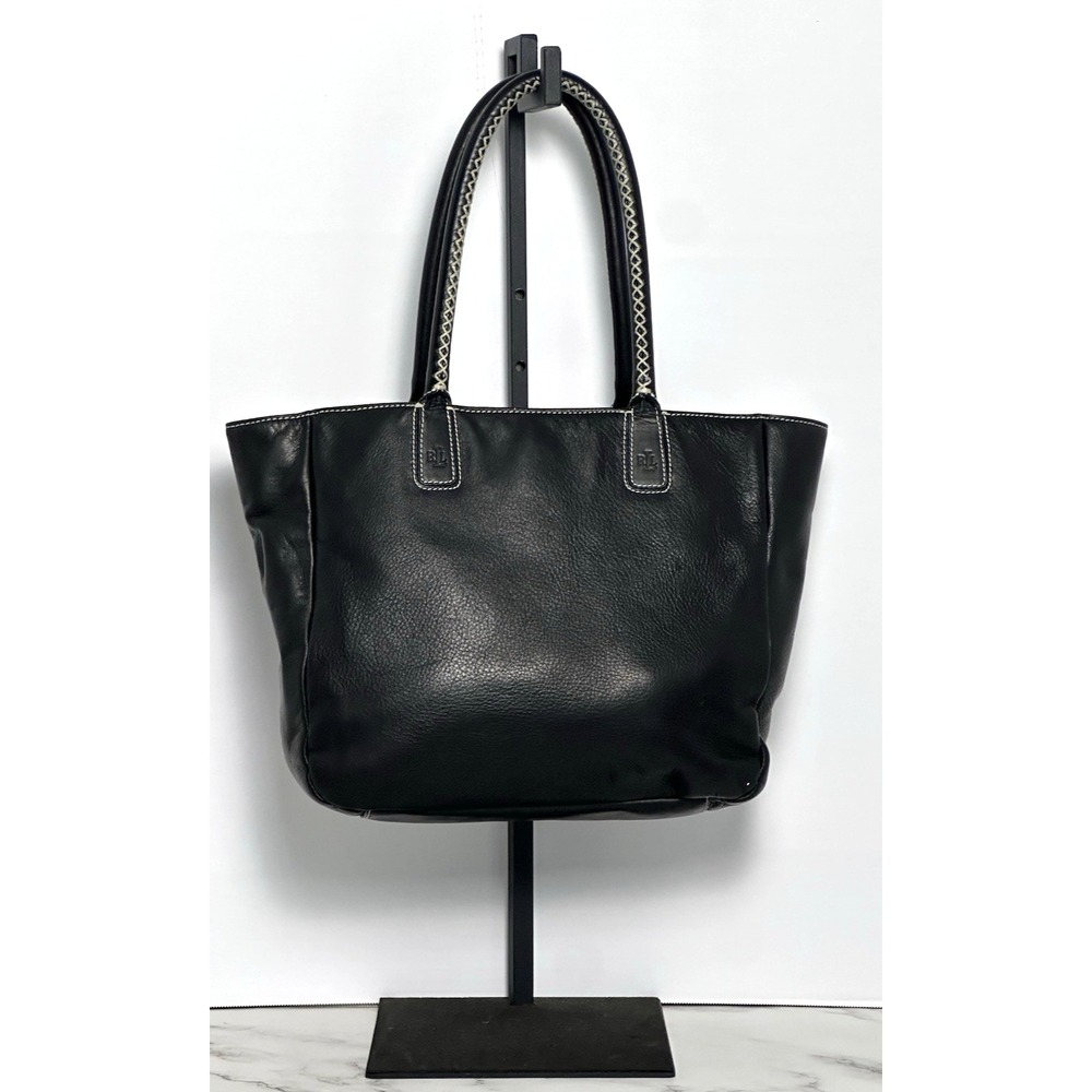 Ralph Lauren (LRL) Black Leather Tote Handbag - Picture 10 of 16